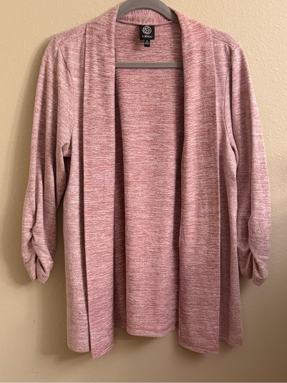 bobeau Heathered Rose Open Front Cardigan Size XL
